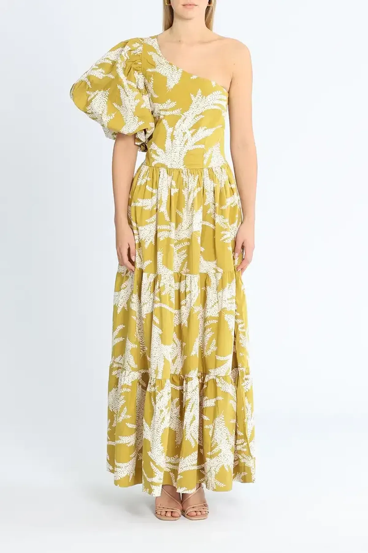 SWF Puff Sleeve Maxi Dress Print Size 8 - Image 1