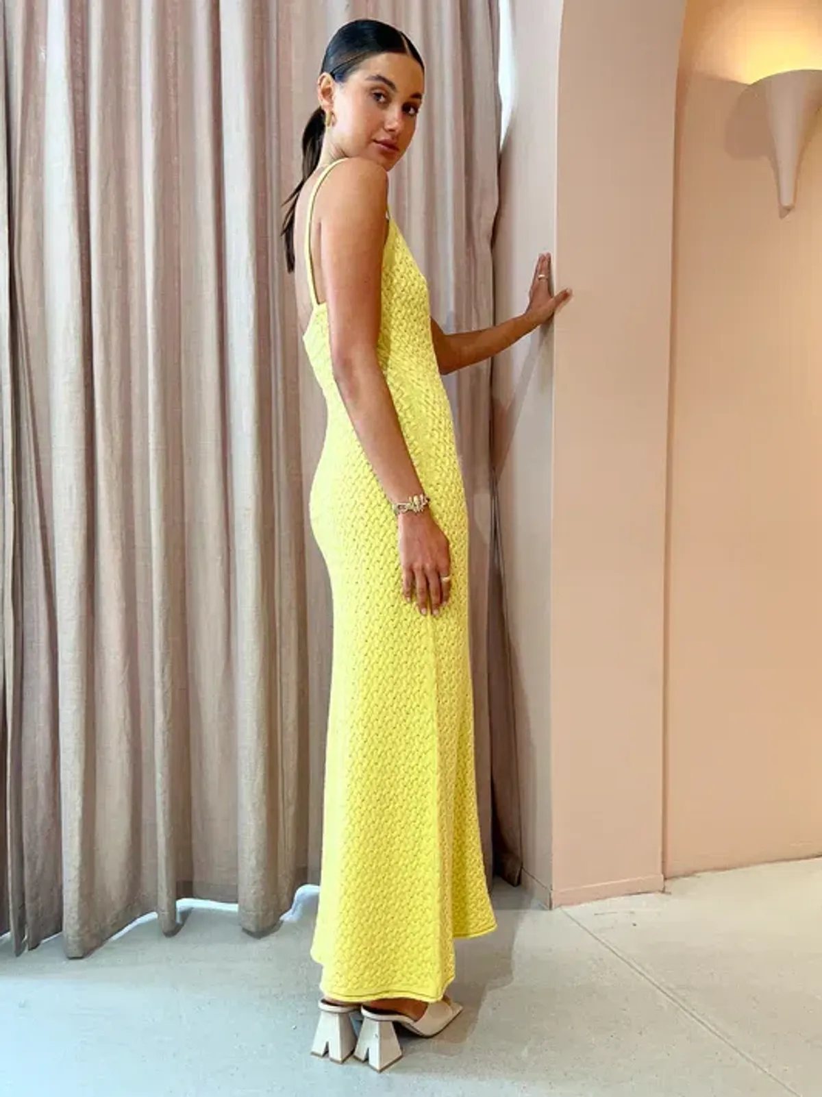Bec & Bridge Effie Knit Dress Yellow Size 8 - Image 3
