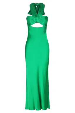 Shona Joy Lana Ruched Halter Midi Dress in Tree Green Size 10 for rent on The Volte - image 5