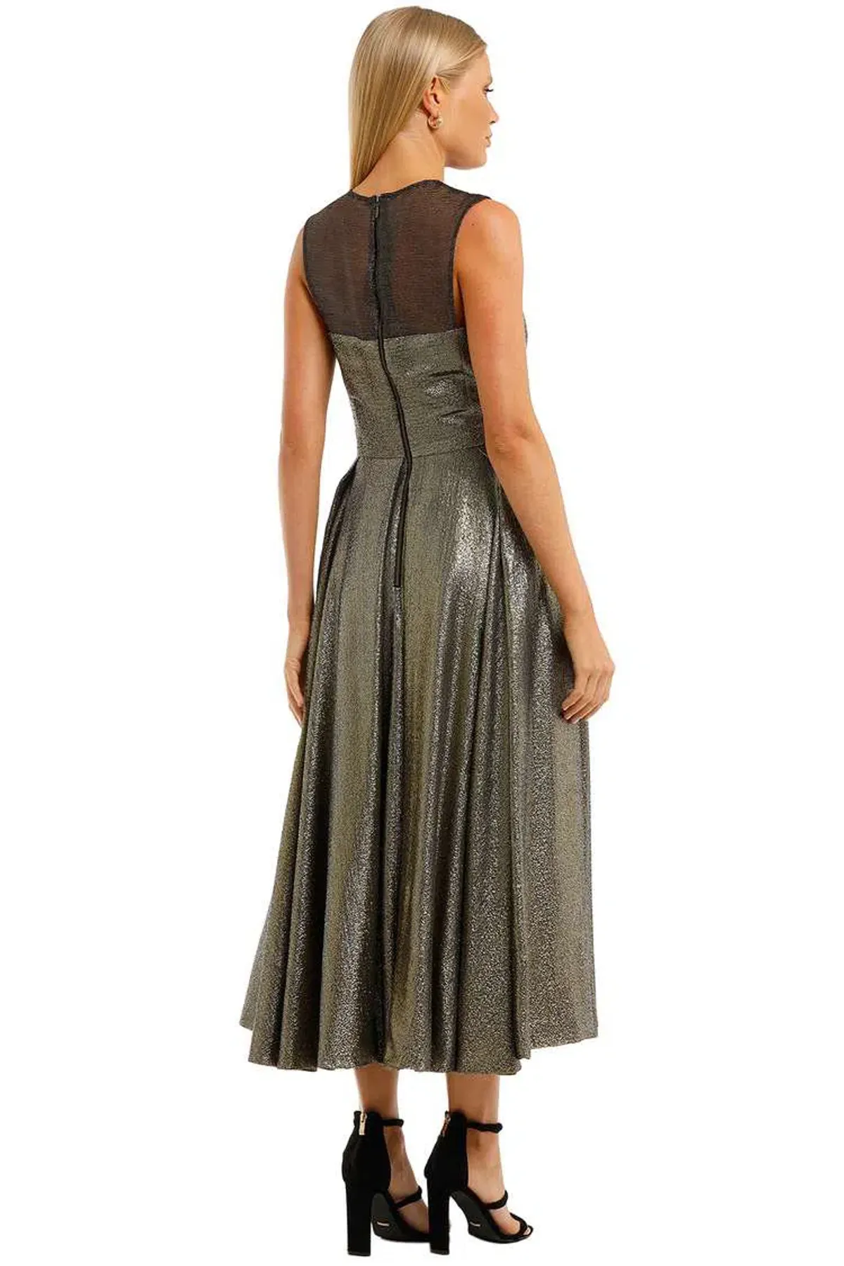 Aurelio Costarella Katrine Noir Dress Gold Size 8 - Image 3