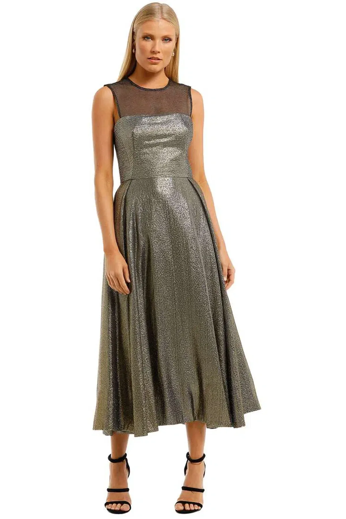 Aurelio Costarella Katrine Noir Dress Gold Size 8 - Image 1
