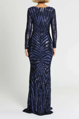 Ae'lkemi Art Deco Sequin Gown Navy Size 10 for rent on The Volte - image 3