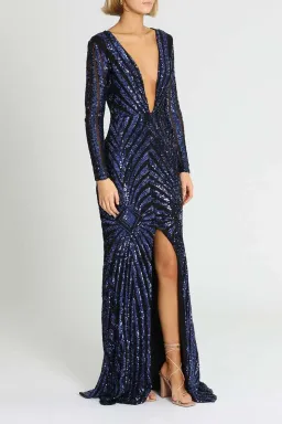 Ae'lkemi Art Deco Sequin Gown Navy Size 10 for rent on The Volte - image 2