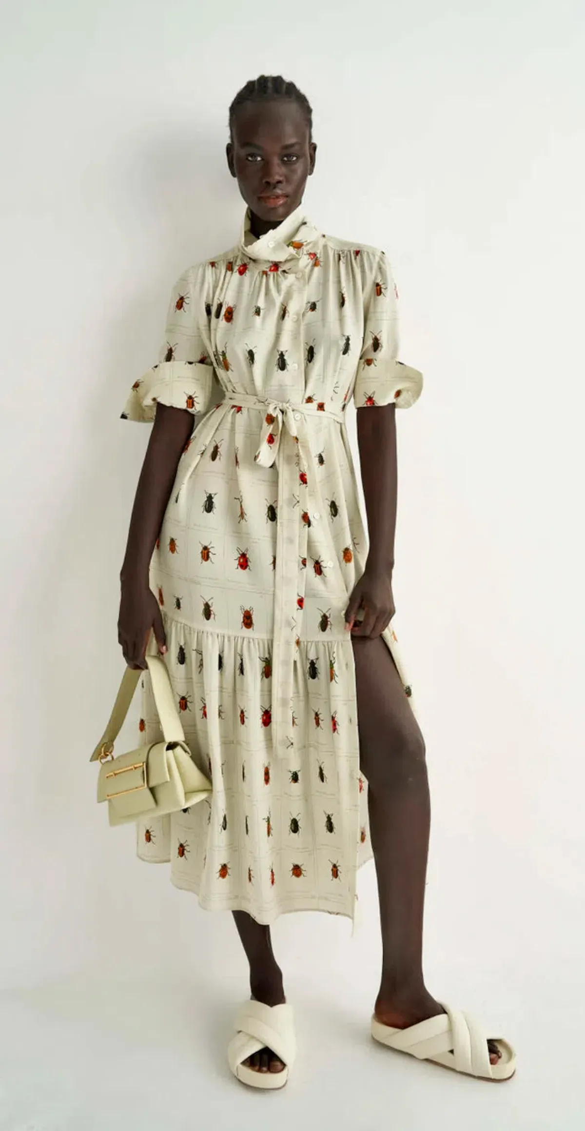 Oroton Beetle Print Dress in Cream Size 10 - Image 1