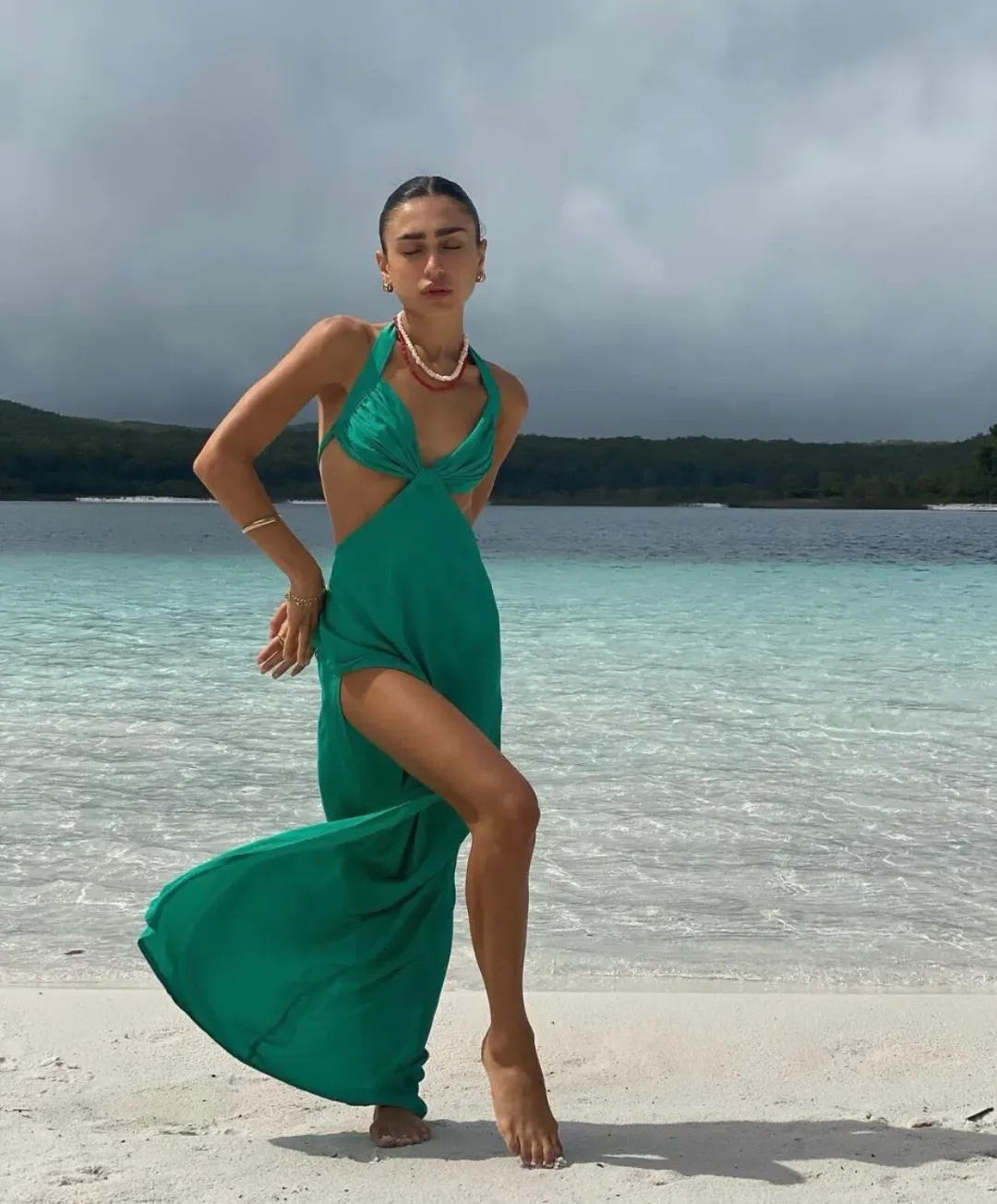 Arcina Ori Siena Dress Emerald Green Size XS for rent on The Volte - main image