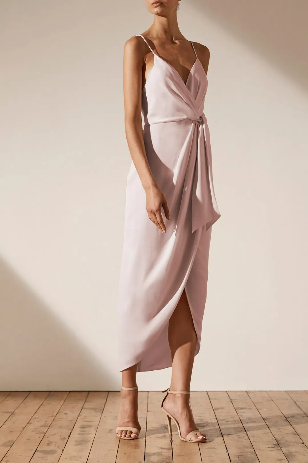 Shona Joy Luxe Tie Front Cocktail Dress Porcelain Size 10 for rent on The Volte - main image