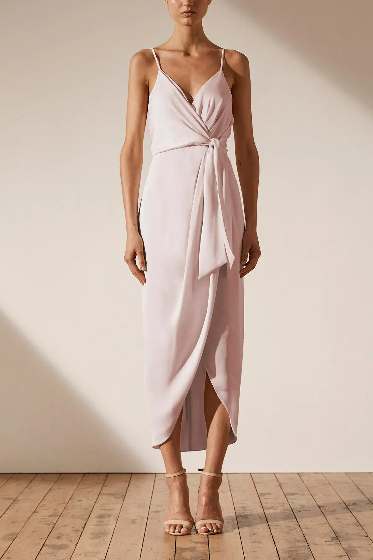 Shona Joy Luxe Tie Front Cocktail Dress Porcelain Size 10 for rent on The Volte - main image