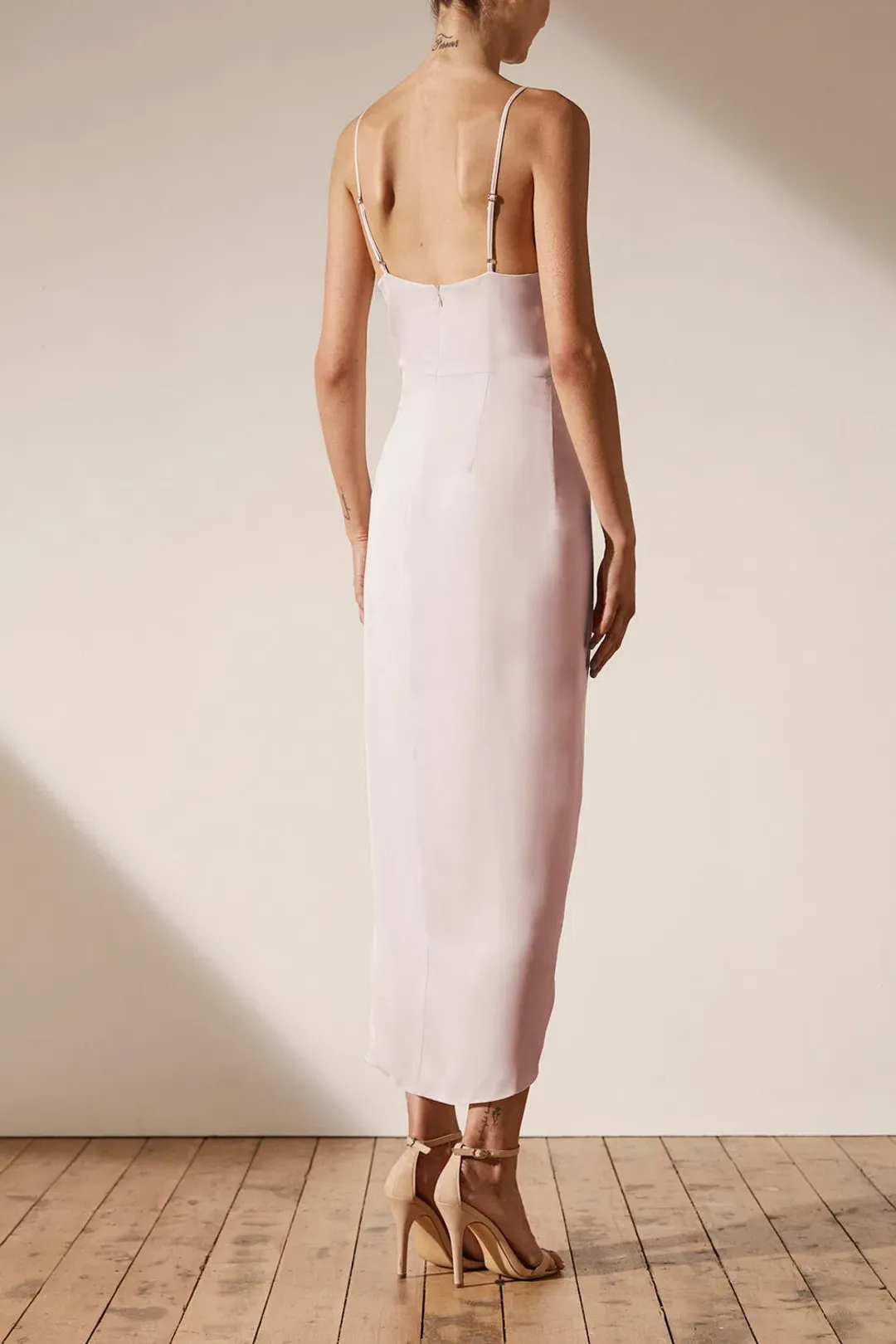 Shona Joy Luxe Tie Front Cocktail Dress Porcelain Size 10 for rent on The Volte - main image