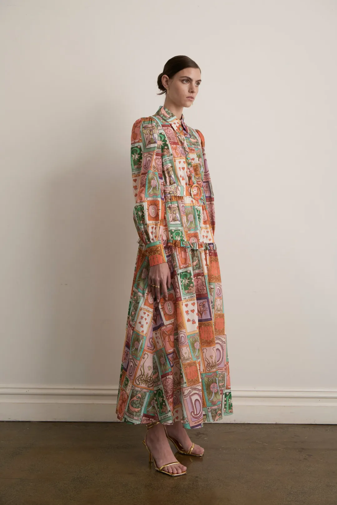 Kate Ford Cairo Long Layered Gown Multi Print Size 3/AU 12 for rent on The Volte - main image