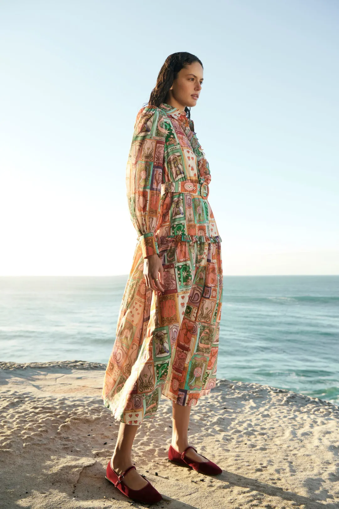 Kate Ford Cairo Long Layered Gown Multi Print Size 3/AU 12 for rent on The Volte - main image