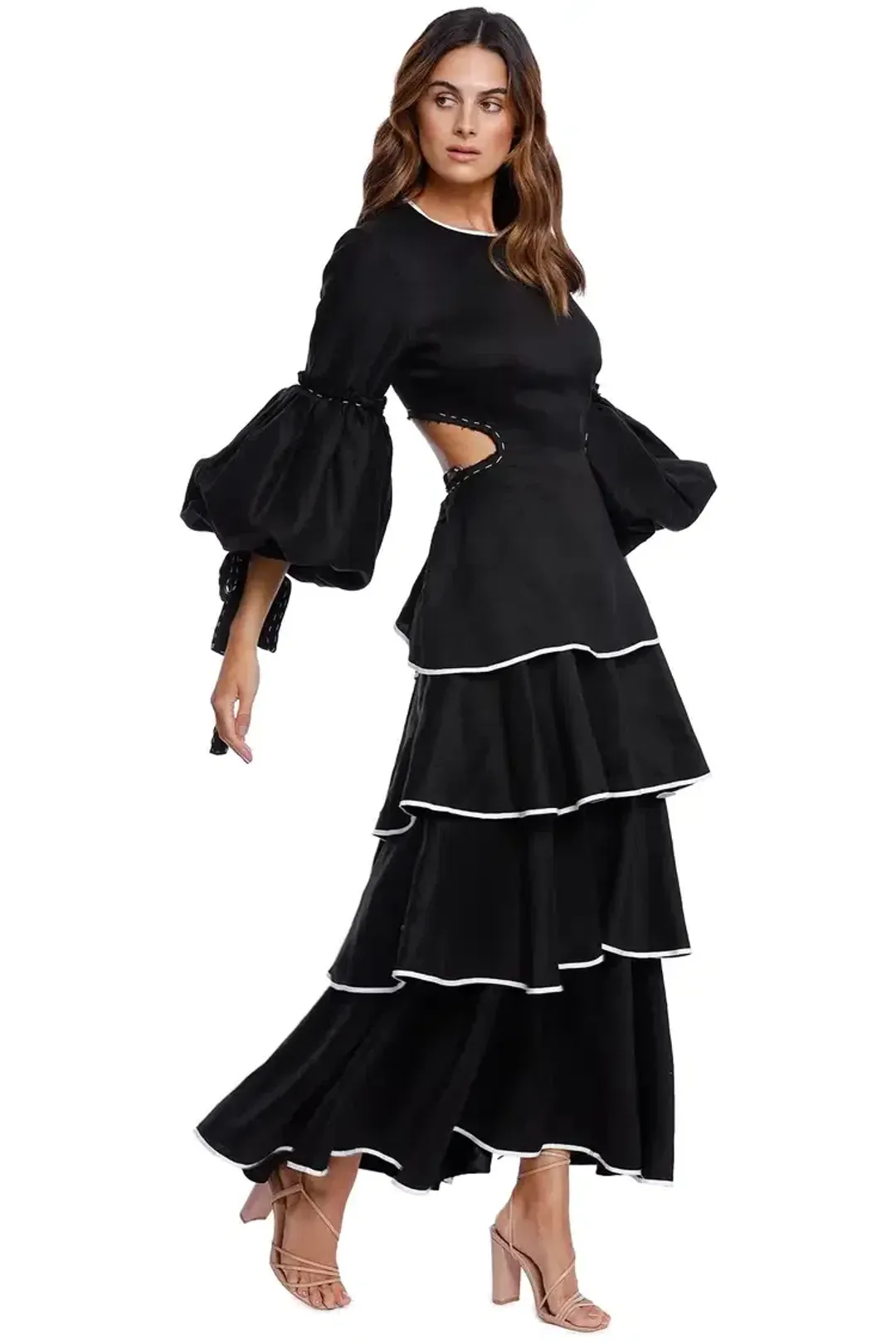 AJE Gracious Cut Out Dress in Black Size 12 for rent on The Volte - main image