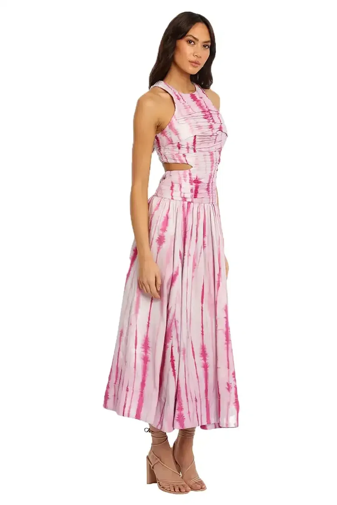 AJE Introspect Ripple Midi Dress in Pink Size 10 for rent on The Volte - main image