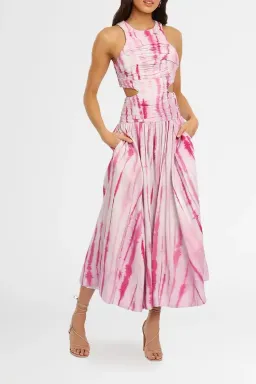 AJE Introspect Ripple Midi Dress in Pink Size 10 for rent on The Volte - image 1