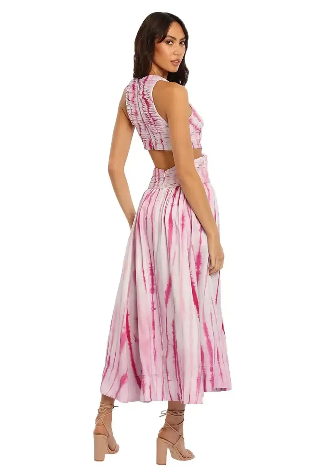 AJE Introspect Ripple Midi Dress in Pink Size 10 for rent on The Volte - main image
