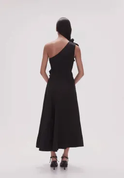 Aje Adelia Ruffle Midi Dress Black Size 8 for rent on The Volte - image 4