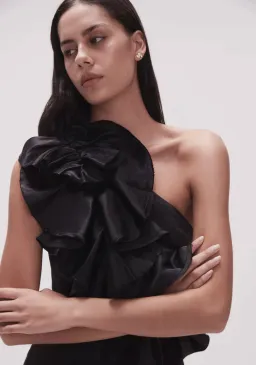 Aje Adelia Ruffle Midi Dress Black Size 8 for rent on The Volte - image 2