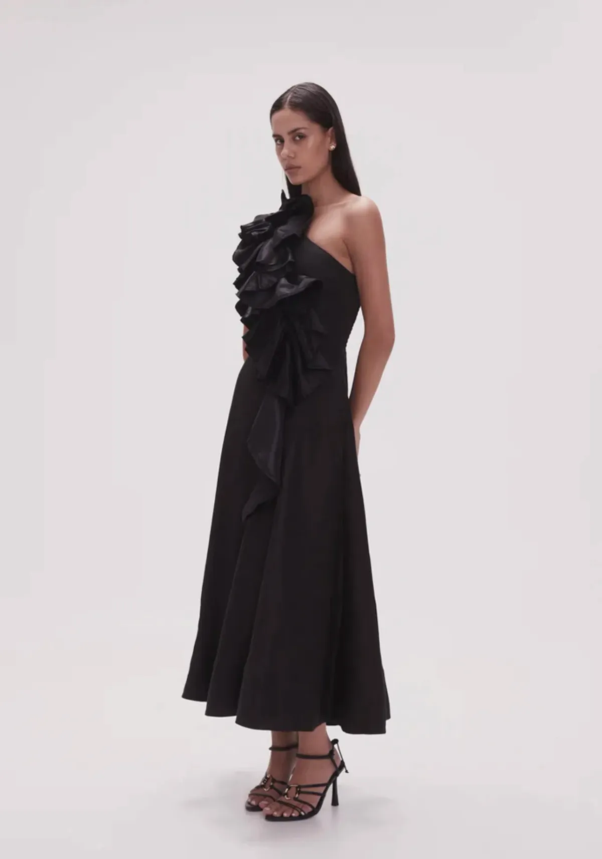 Aje Adelia Ruffle Midi Dress Black Size 8 - Image 3