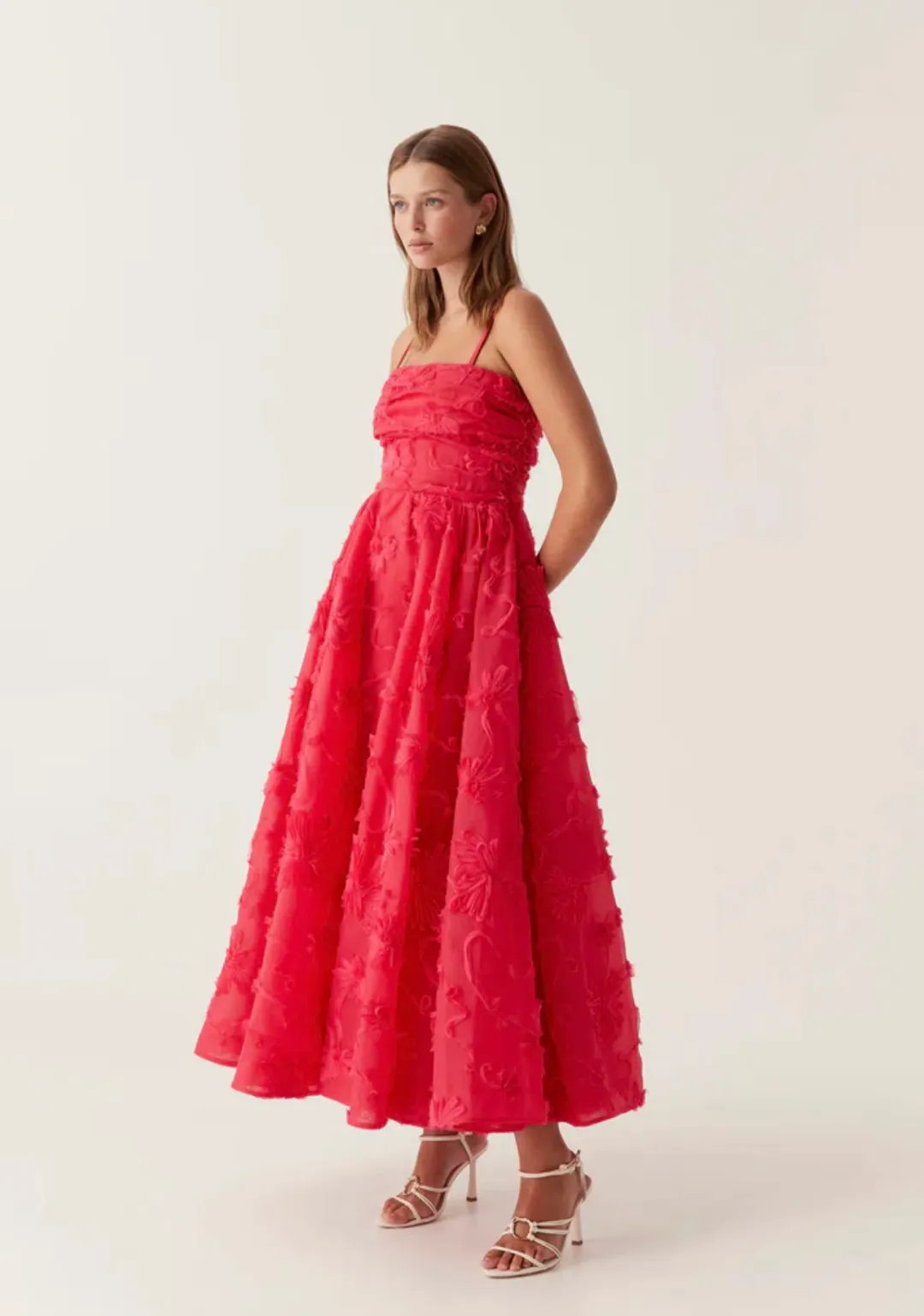 Aje Evangeline Cornelli Maxi Dress Bougainvillea Red Size 10 for rent on The Volte - main image