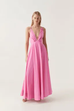 Aje Vellum Maxi Dress Cerise Pink Size 8 for rent on The Volte - image 1