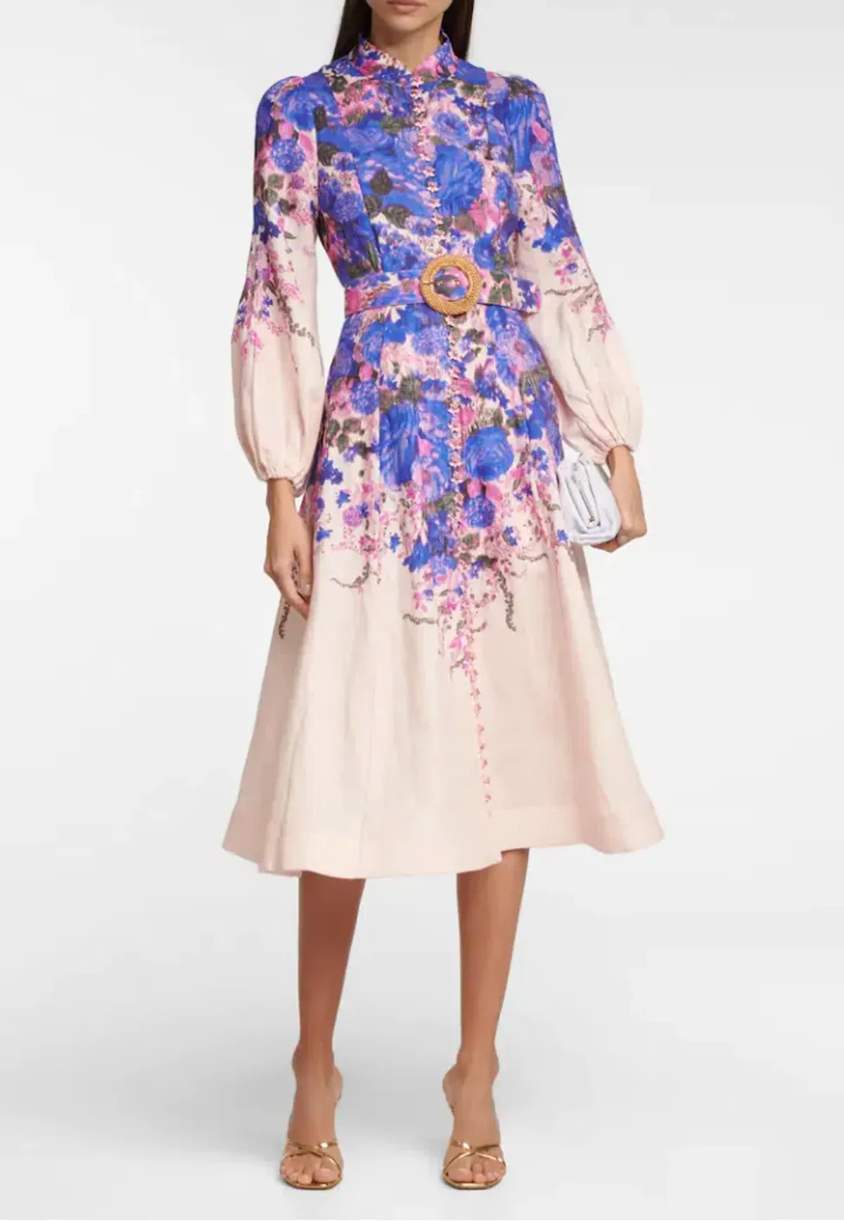 Zimmermann High Tide Buttoned Midi Dress Purple Ikat Floral Size 8 - Image 2
