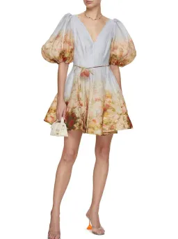 Zimmermann The Luminosity Flip Dress in Rosy Garden Floral Print Size 1 /Au 8 for rent on The Volte - image 1