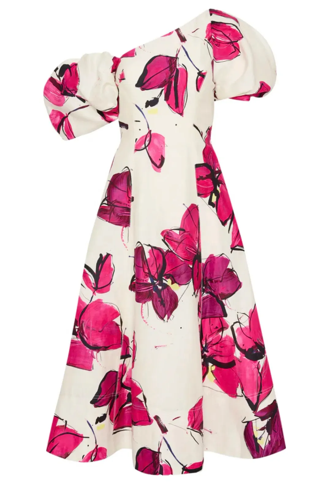 Aje Arista Tulip Sleeve Midi Dress Falling Florals Size 8 for rent on The Volte - main image