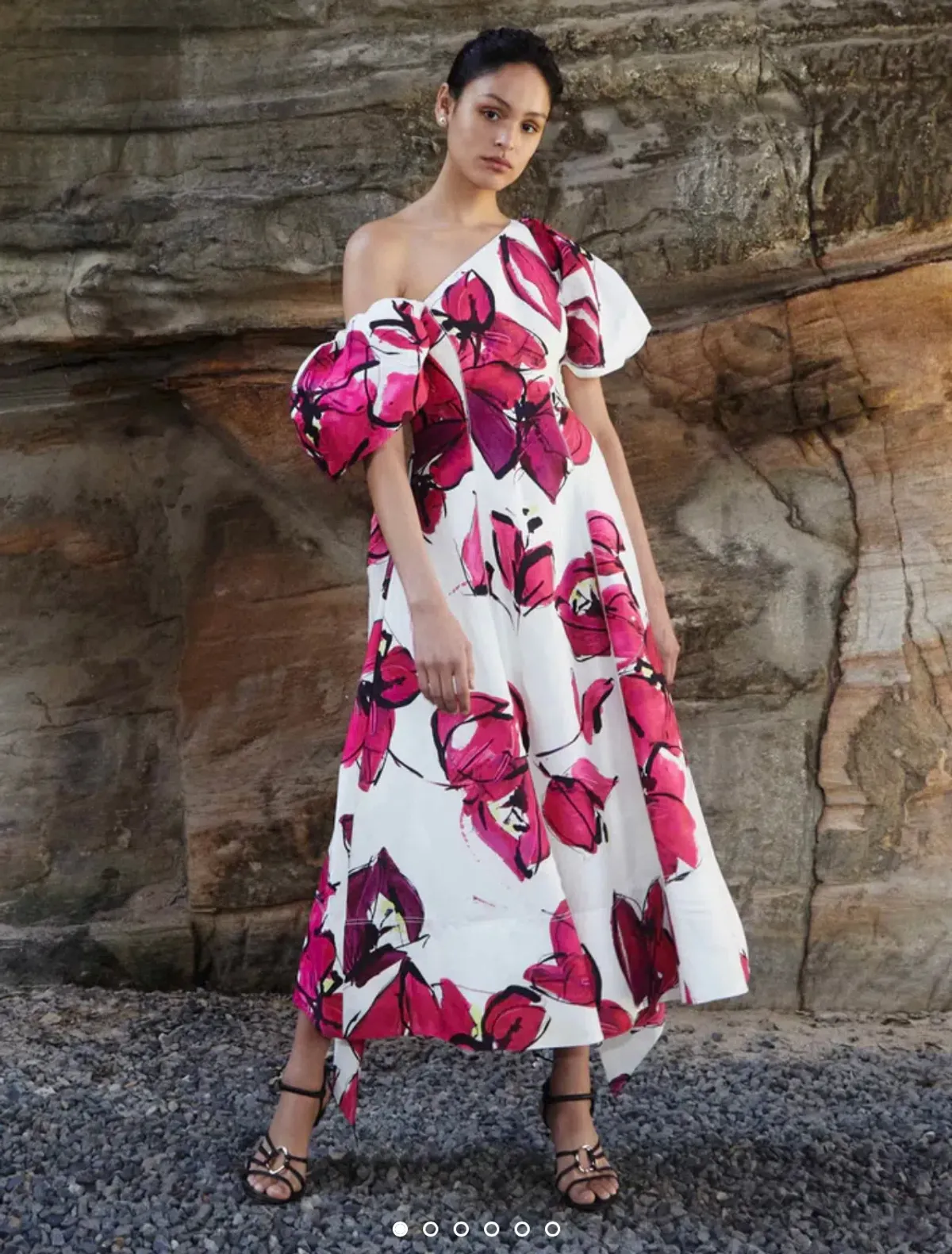 Aje Arista Tulip Sleeve Midi Dress Falling Florals Size 8 - Image 1