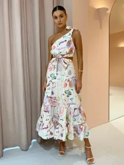 Alemais Annie One Shoulder Dress Print Size 10 for rent on The Volte - image 1