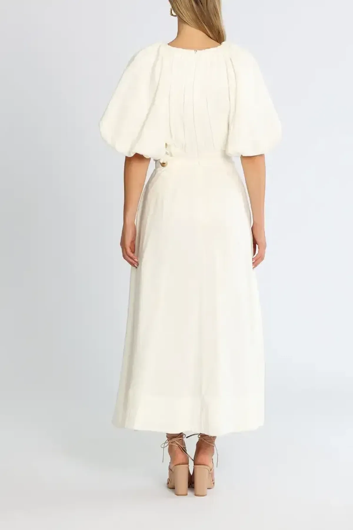 Aje Virtuous Asymmetric Midi Dress in Ivory Size 10 - Image 3