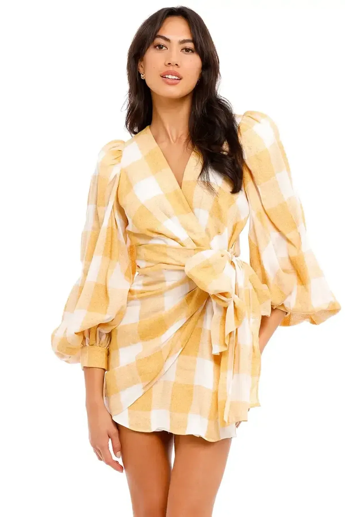 Acler Sutherland Mini Dress in Canary Check Size 10 - Image 5