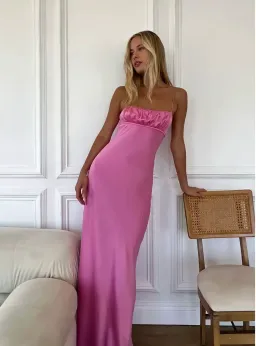 Bec & Bridge Amber Silk Maxi Dress Pink Size 8 for rent on The Volte - image 1