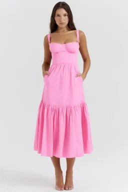 House of CB Elia Midi Dress Pink Size XS/Au 6 for rent on The Volte - image 2