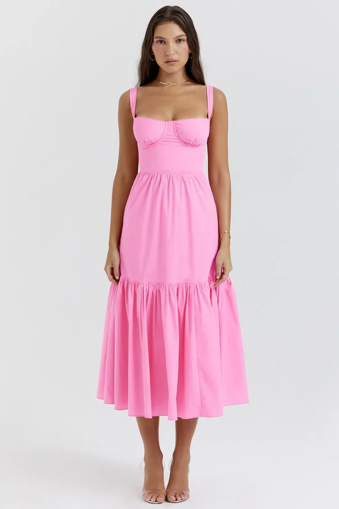 House of CB Elia Midi Dress Pink Size XS/Au 6 for rent on The Volte - main image