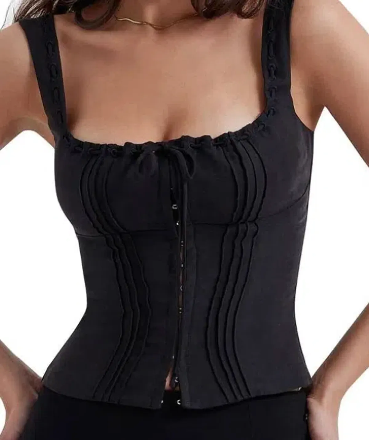 House of CB Chicca Square Neck Corset Top Black Size S/Au 8 - Image 2