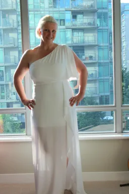 BCBGMAXAZRIA Kendal Ruffle One Shoulder Gown White Size 16 for rent on The Volte - image 2