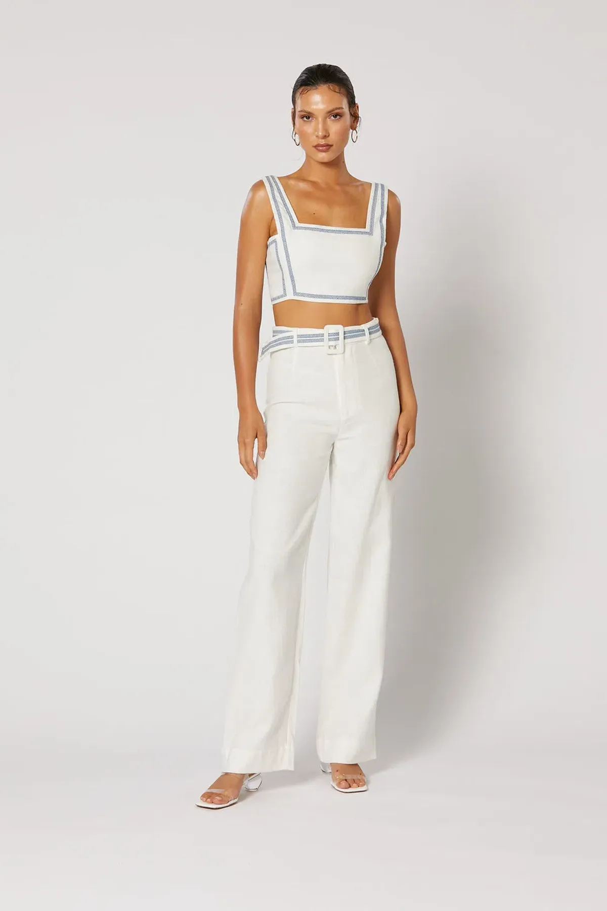 Winona Vittoria Top and Pant Set White Print Size 6 & 8 - Image 1