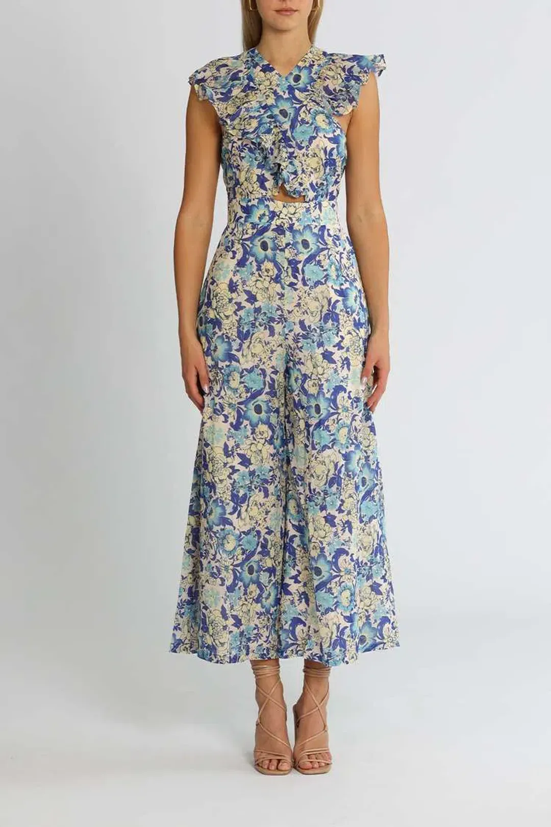 Alice McCall Frida Jumpsuit Sapphire Blue Print Size 10 for rent on The Volte - main image