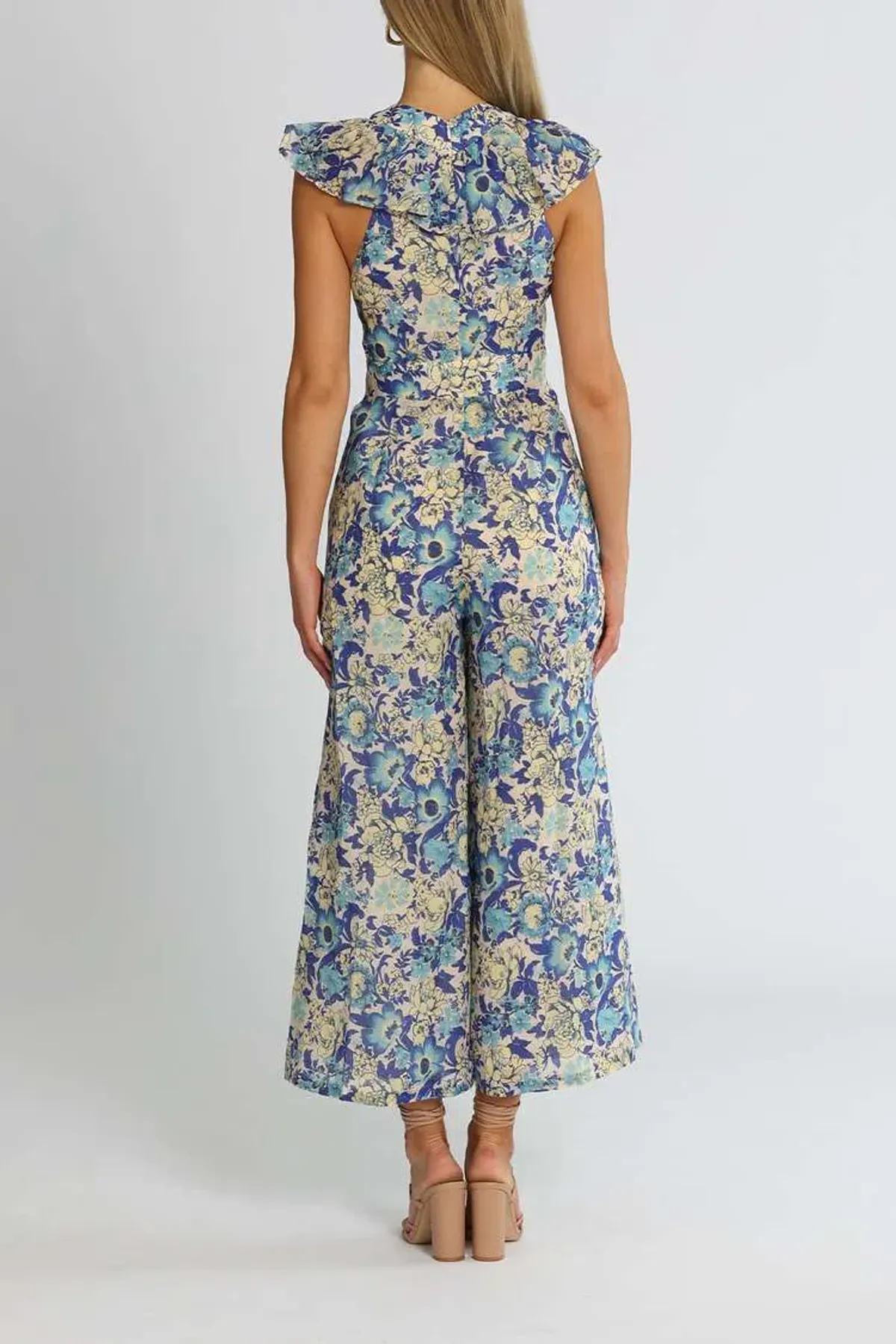 Alice McCall Frida Jumpsuit Sapphire Blue Print Size 10 - Image 3