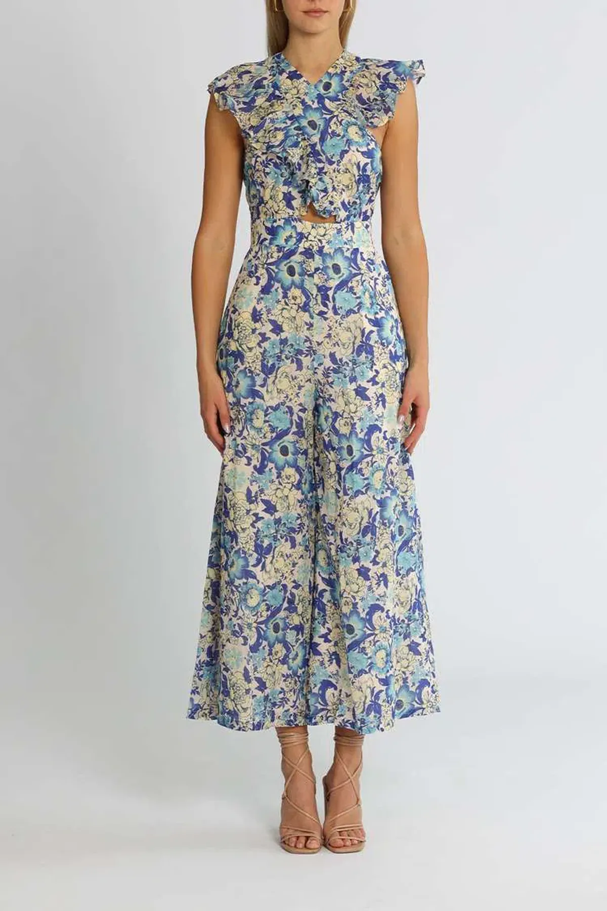 Alice McCall Frida Jumpsuit Sapphire Blue Print Size 8 for rent on The Volte - main image