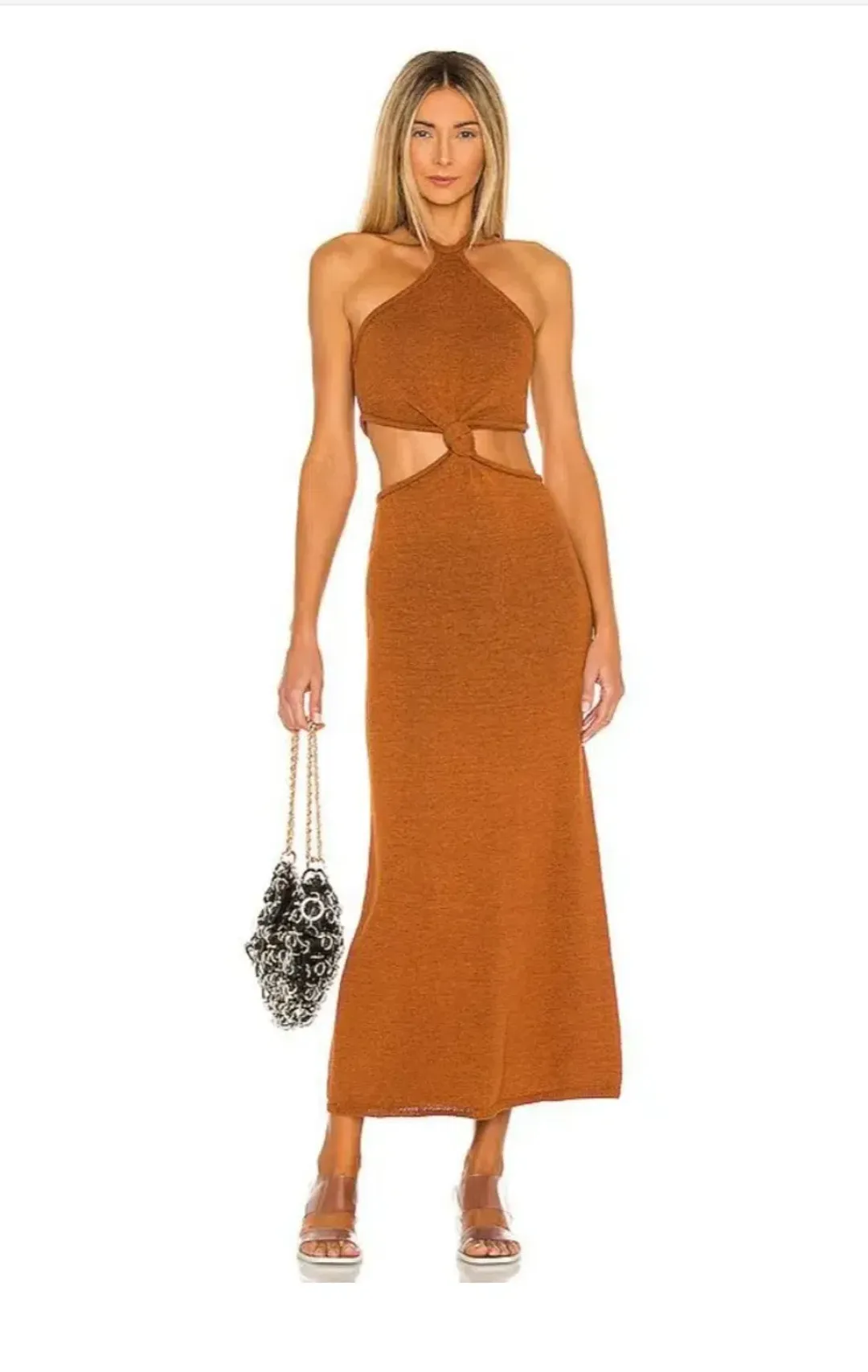Cult Gaia Cameron Knit Dress Brown Size L/Au 12 for rent on The Volte - main image