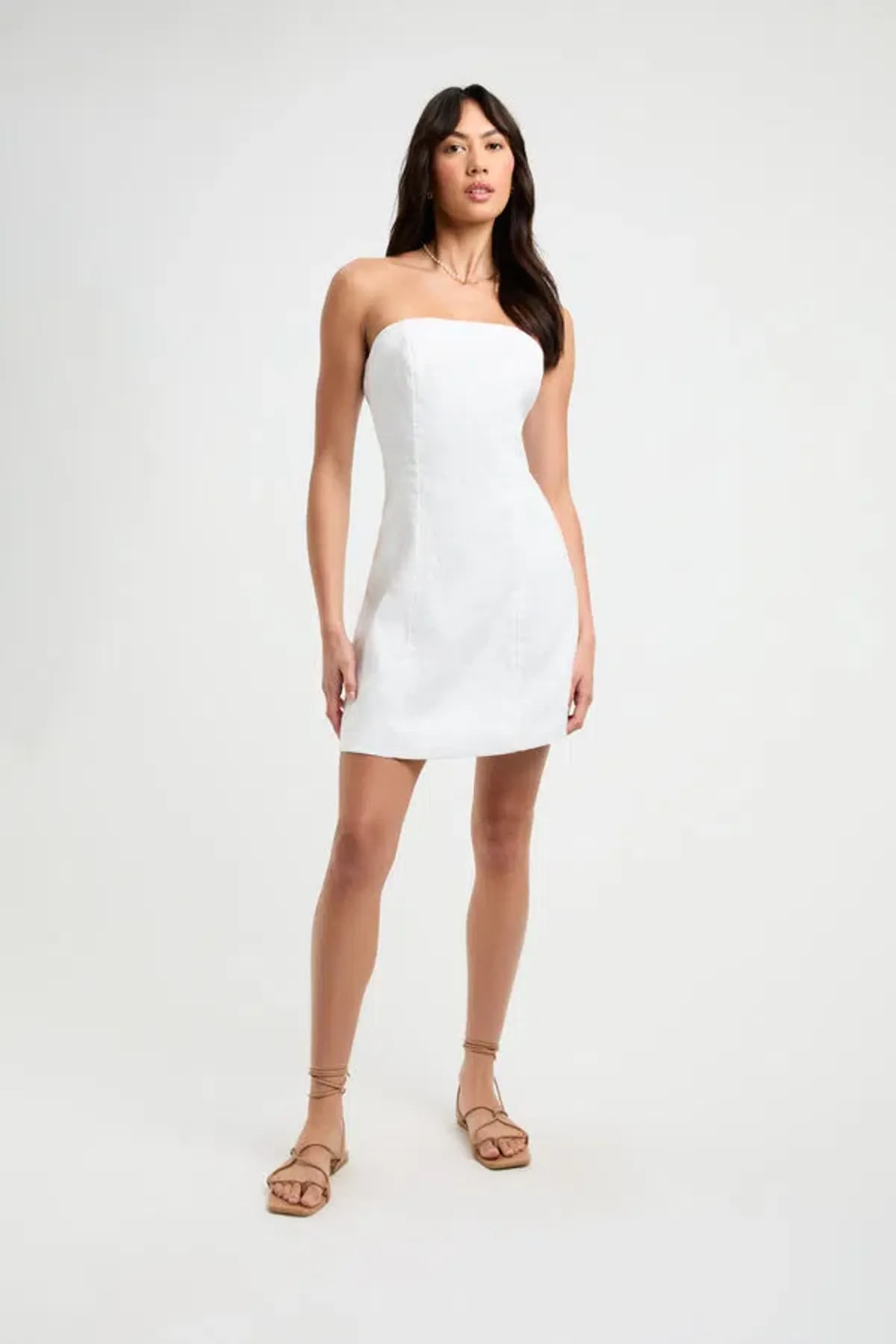 Kookai Palm Strapless Dress White Size 34 / AU 6 - Image 1