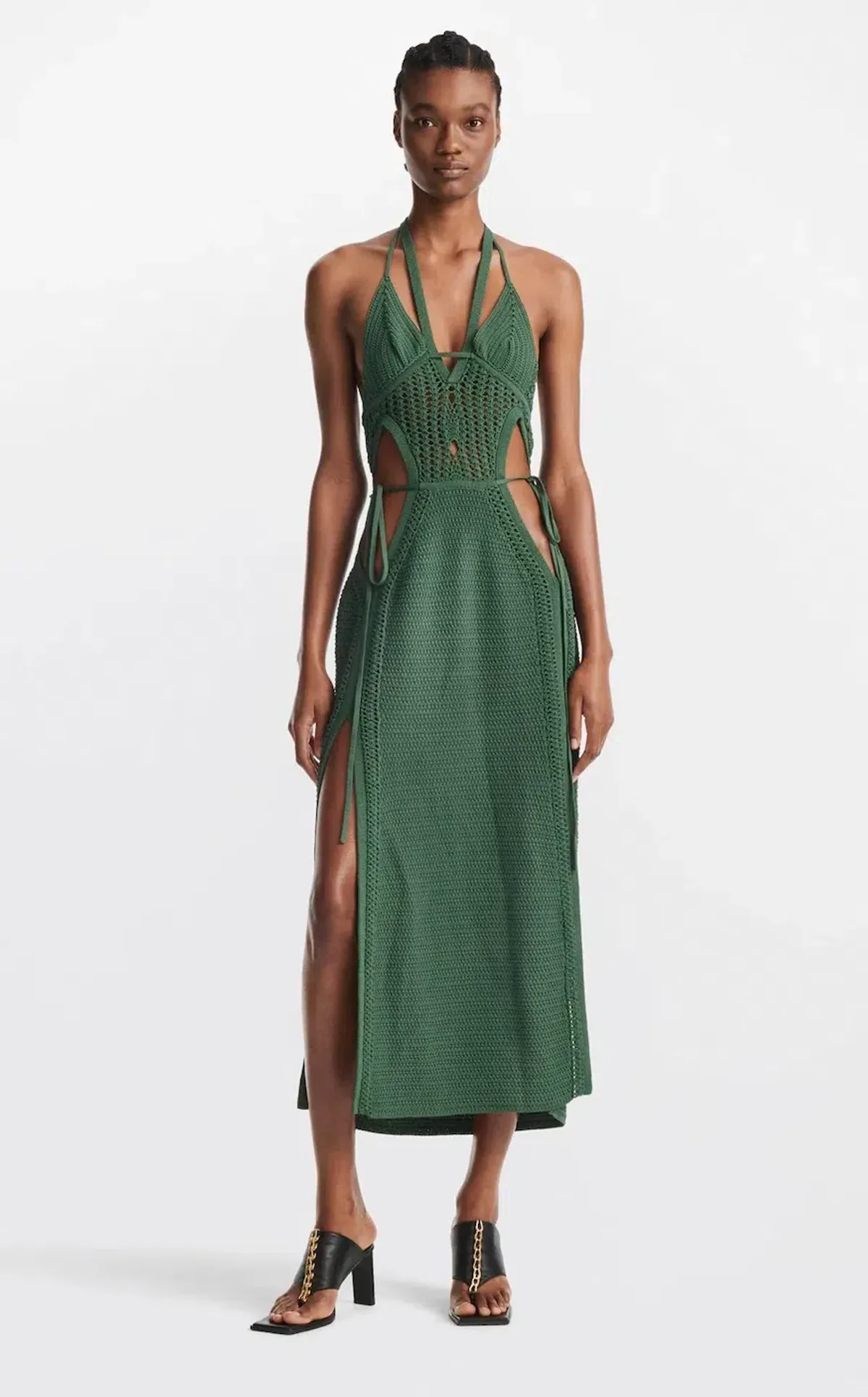 Dion Lee Crochet Tie Butterfly Dress Green Size M/AU 10 for rent on The Volte - main image