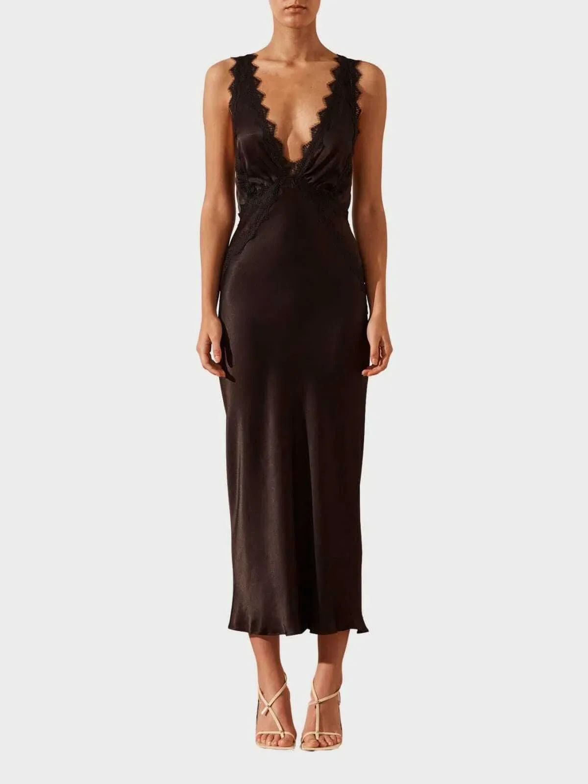 Shona Joy Camille Lace Cross Back Midi Dress Black Size 8 - Image 3