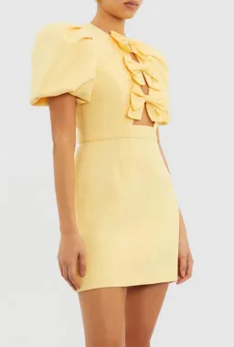 Rebecca Vallance Chloe Bow Mini Dress Yellow Size 10 for rent on The Volte - image 2