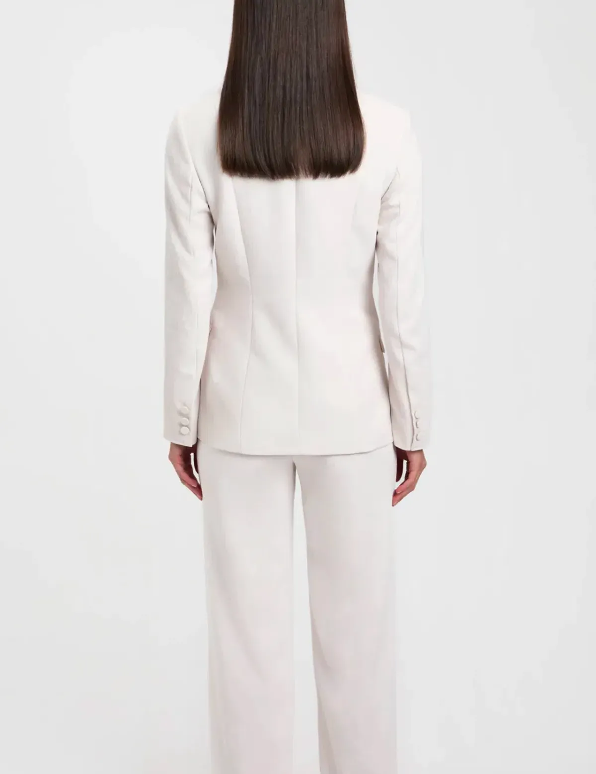 Kookai Ariel Tuxedo Blazer and Low Rise Pant Set White Sand Size 8 - Image 2