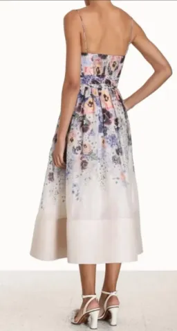 Zimmermann Tama Corset Midi Dress Purple Pansy Floral Print Size 2 / 12 AU for rent on The Volte - image 5