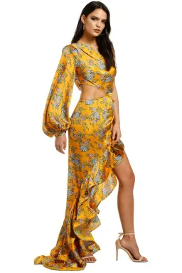 Bronx and Banco Hanna Gown Yellow Floral Size 8 for rent on The Volte - image 2