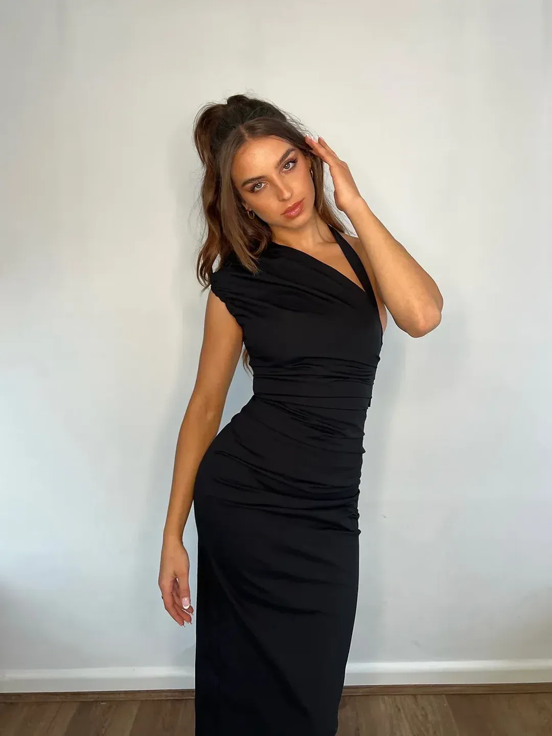 Sir The Label Giacomo Gathered Gown in Black Size 0 / AU 6 for rent on The Volte - main image