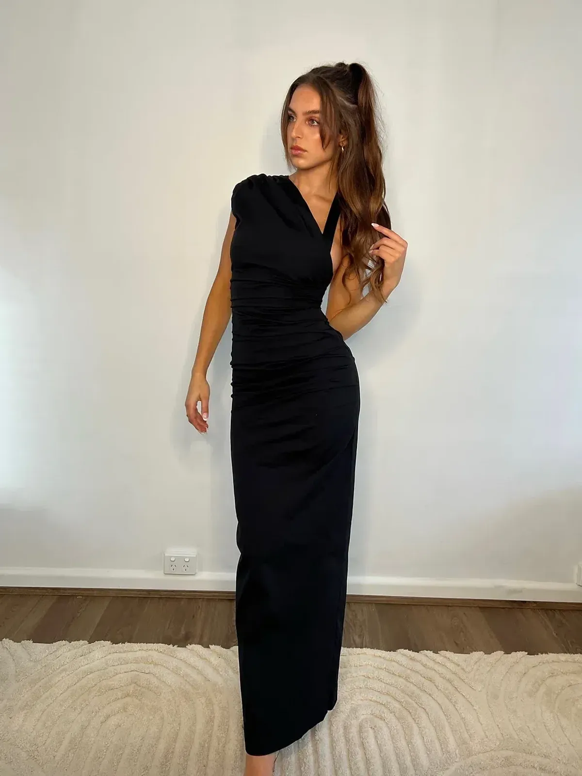 Sir The Label Giacomo Gathered Gown in Black Size 0 / AU 6 - Image 7