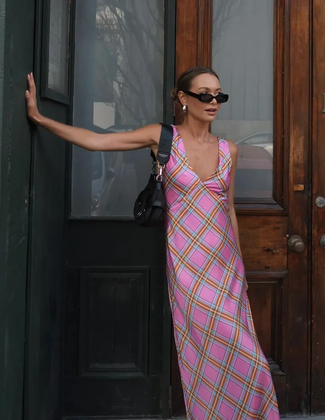 Steele Eadie Maxi Dress Pink Check Size XS / AU 6 for rent on The Volte - main image